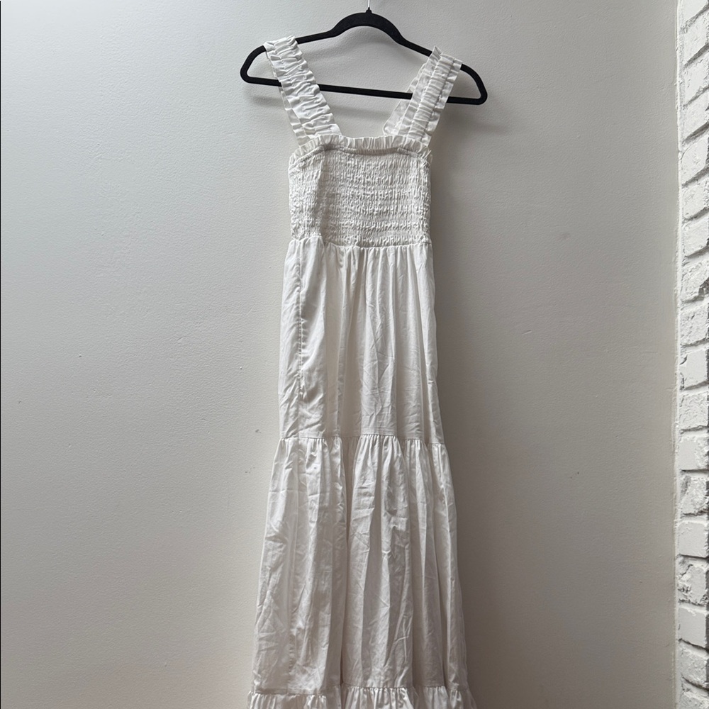 Abercrombie & Fitch White Smocked Maxi Dress